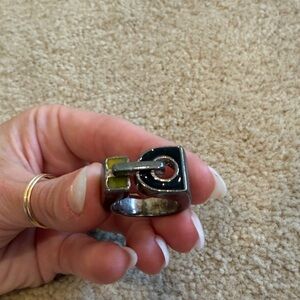 Silver and Black Square Ring